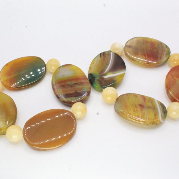 DTR JAY KING YELLOW STRIPES AGATE STONE STRETCH BRACELET - Picture 5 of 5